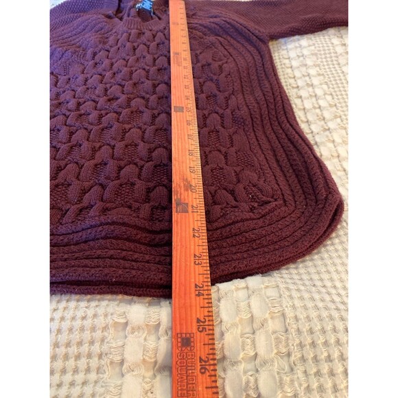 Jones New York Sweater Intricate Knit Design Burgundy Rounded Bottom Medium - Picture 9 of 11